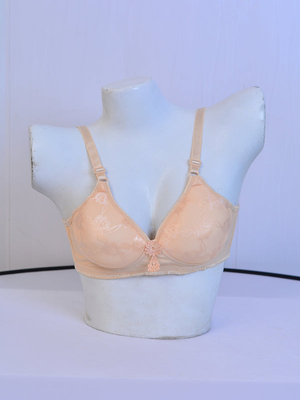 New Romance Double Layered Non Wired 3/4Th Coverage Lace Bra - Amber Glow