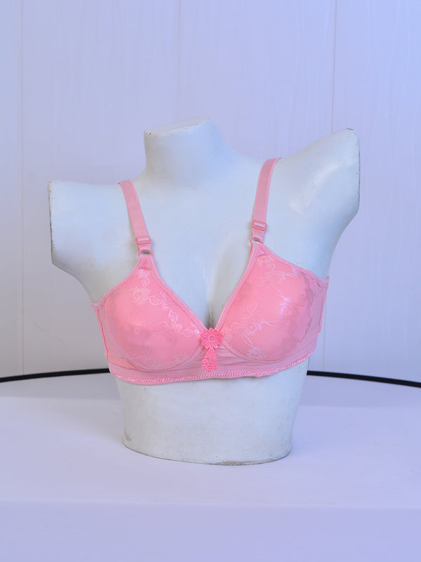 New Romance Double Layered Non Wired 3/4Th Coverage Lace Bra - Amber Glow